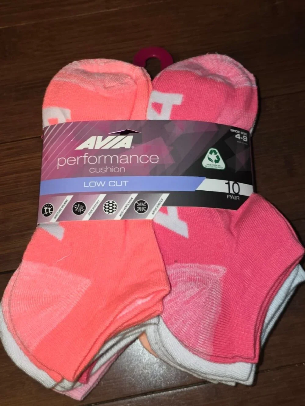 Avia Performance Cushion Low Cut Socks 10 Pair Women’s Size 4–9 Pink Multicolor